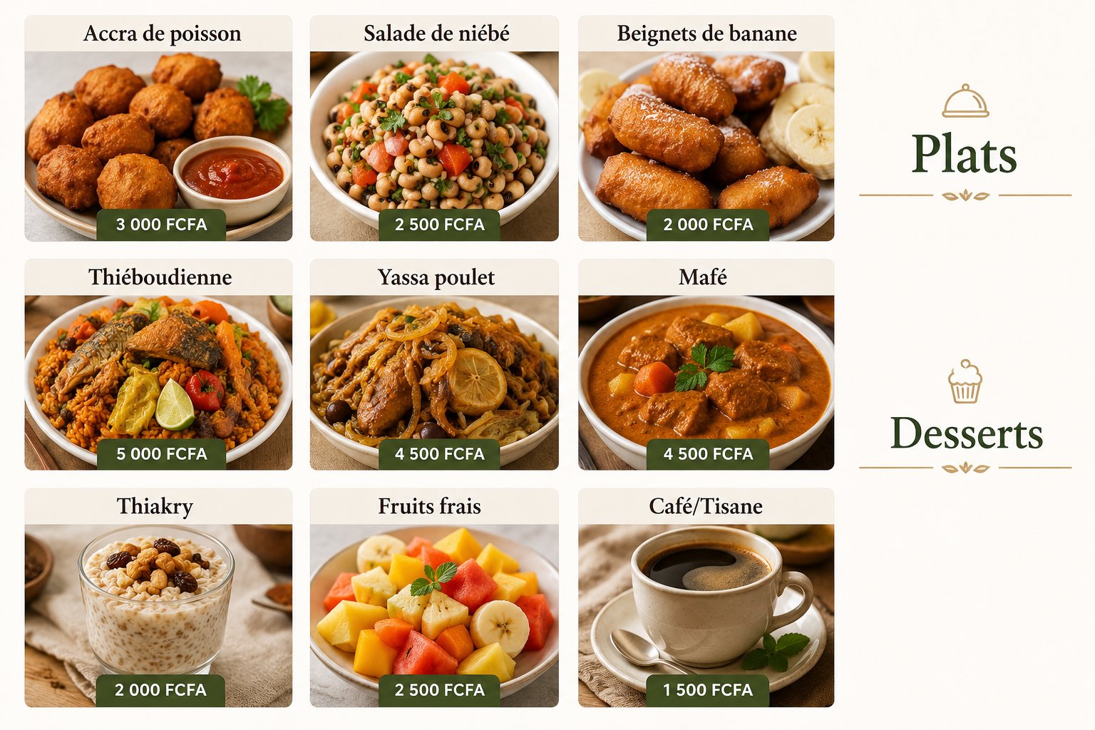 Nos spécialités - Le Terroir Sénégalais